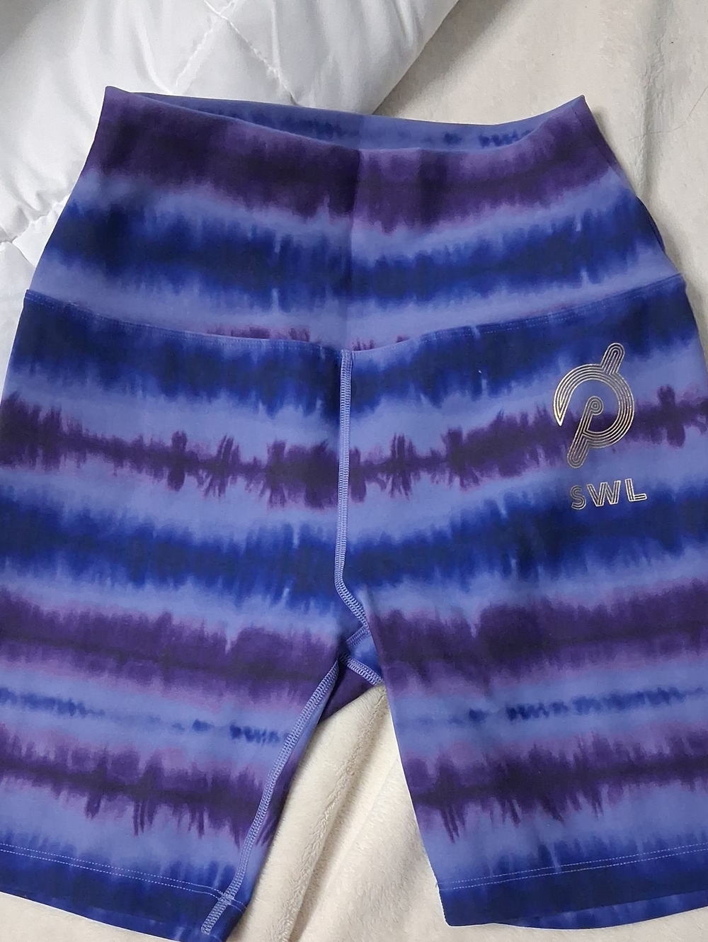 Peloton Purple and Blue Tie-Dye Bike Shorts